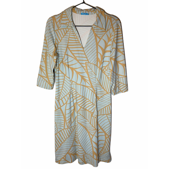 J McLaughlin Harbor Leaf Print Dress Small